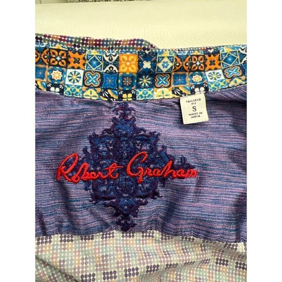 Robert Graham Men Tailored Fit Multicolored Long Sleeve Shirt Size S - Picture 8 of 9